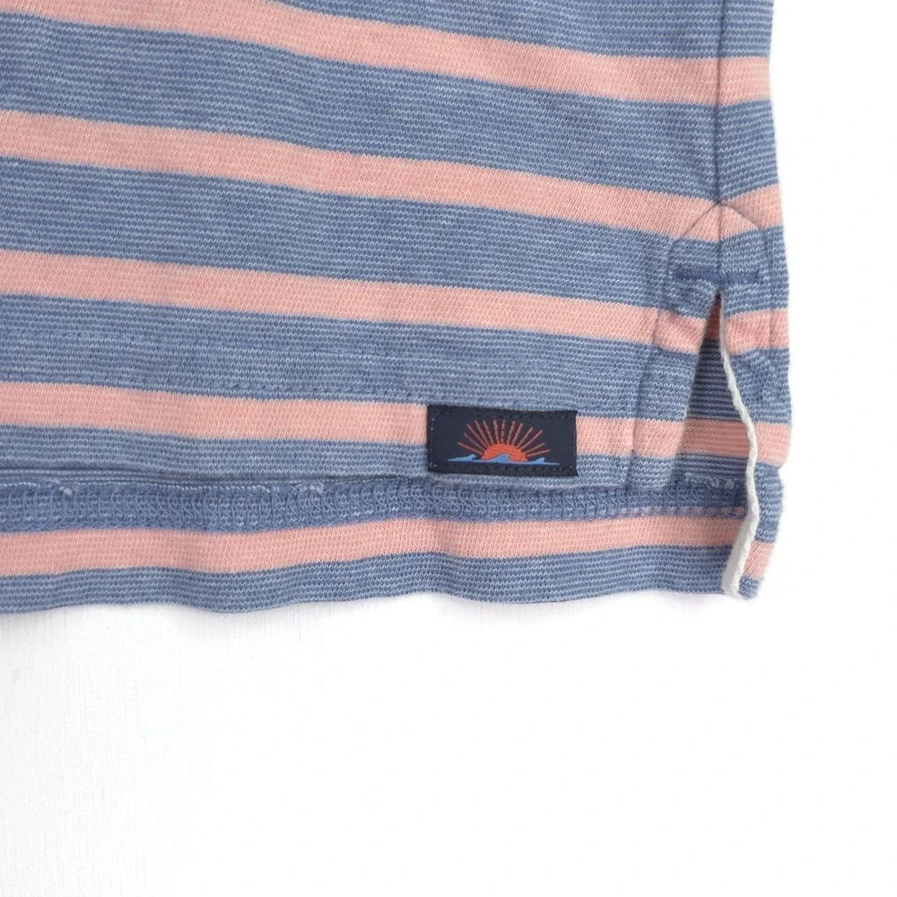 Faherty Shirt Mens Small Pink Blue Isle Polo Short Sleeve Lightweight Striped‎ - Picture 3 of 9
